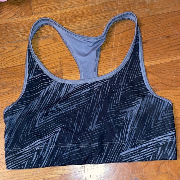Champion stretchy soft gym sports bra workout grey stripe zebra boho reversible - Picture 1 of 6